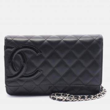 Pre Owned Chanel Coco Cambon Line Black Patent Leather Chain Shoulder Bag