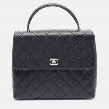 Pre Owned Chanel Kelly Black Leather Top Handle Bag