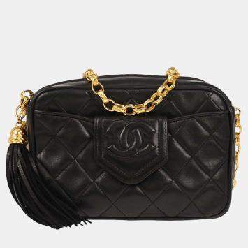 Pre Owned Chanel Black Lambskin Camera Bag Mini