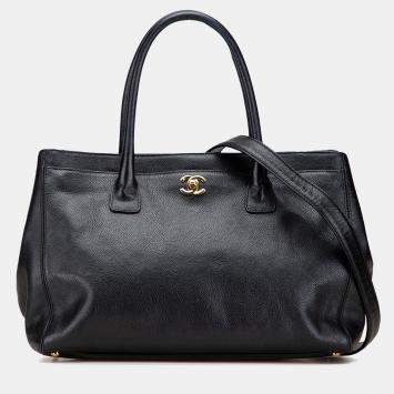 Pre Owned Chanel Black Medium Calfskin Executive Cerf Tote