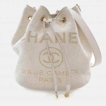 Pre Owned Chanel Small Tweed Deauville Bucket Bag
