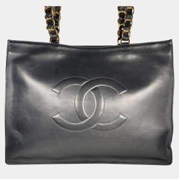 Pre Owned Chanel Vintage Leather CC Quilted Tote