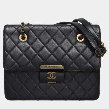 Pre Owned Chanel Small Quilted Beauty Lock Tote Bag
