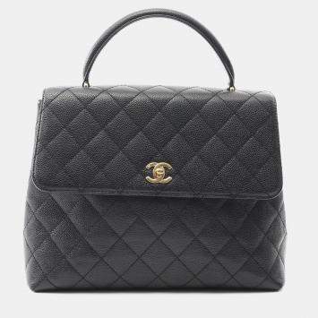 Pre Owned Chanel Kelly Black Calfskin Shoulder Bag