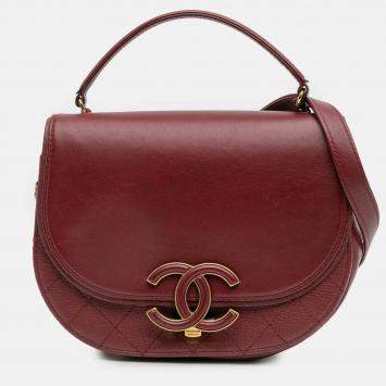 Pre Owned Chanel Red Small Calfskin Coco Curve Flap