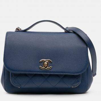 Pre Owned Chanel Blue Medium Caviar Business Affinity Flap