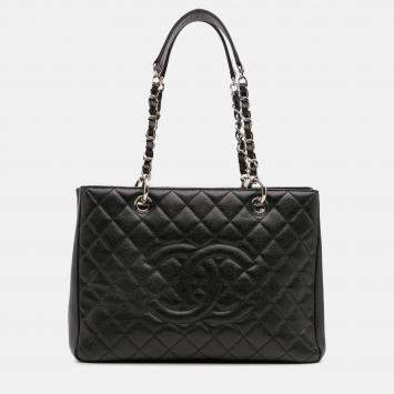 Pre Owned Chanel Black Caviar Grand Shopping Tote