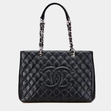 Pre Owned Chanel Black Caviar Grand Shopping Tote