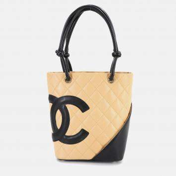 Pre Owned Chanel Beige/Black Cambon Ligne Small Tote 