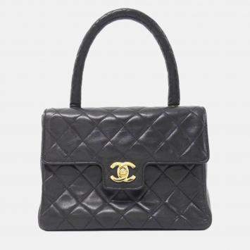 Pre Owned Chanel Black Lambskin Leather Handbag