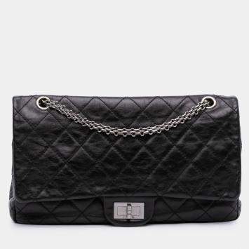 Pre Owned Chanel Black Reissue 2.55 Aged Calfskin Double Flap 227