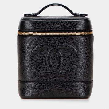 Pre Owned Chanel Black CC Caviar Vanity Bag