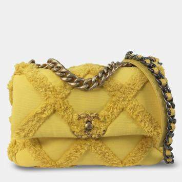 Pre Owned Chanel Yellow Medium Canvas 19 Flap