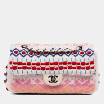 Pre Owned Chanel Multicolor Medium Classic Multicolor Cashmere Knit Single Flap
