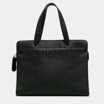 Pre Owned Chanel Black CC Caviar Leather Tote