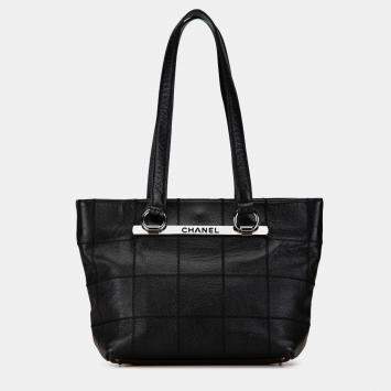 Pre Owned Chanel Black Caviar Choco Bar Tote