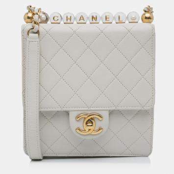 Pre Owned Chanel White Mini Chic Pearls Crossbody