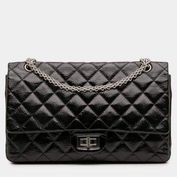 Pre Owned Chanel Black Reissue 2.55 Patent Double Flap 226