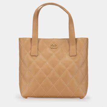 Pre Owned Chanel Brown CC Wild Stitch Calfskin Handbag