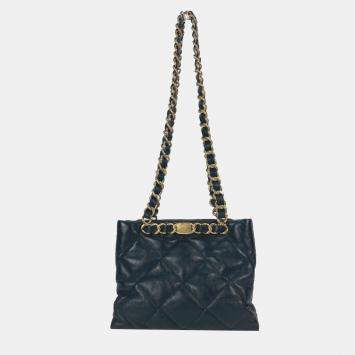Pre Owned Chanel CC Black Leather Tote Bag