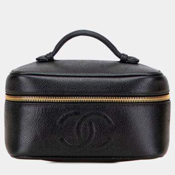 Pre Owned Chanel Black CC Caviar Vanity Case