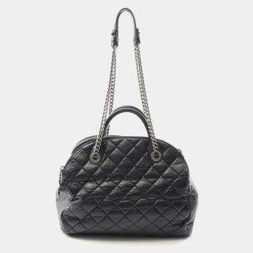 Pre Owned Chanel Matelasse Tote Bag Leather Black