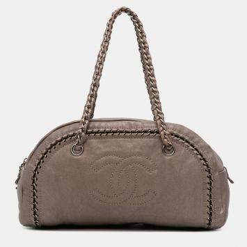 Pre Owned Chanel Brown Medium Calfskin Luxe Ligne Bowler Bag