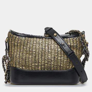 Pre Owned Chanel Black Small Painted Knit Gabrielle Crossbody Bag