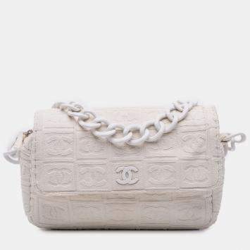 Pre Owned Chanel off White Terry Cloth Sport Line Flap