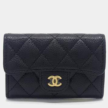 Pre Owned Chanel Black Caviar Leather Caviar Card Holder