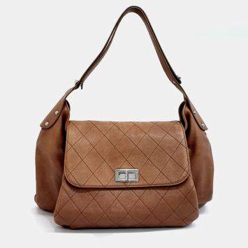Pre Owned Chanel Brown Leather Caviar Shoulder Bag
