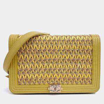 Pre Owned Chanel Yellow Leather Boy WOC Mini Crossbody Bag