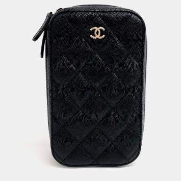 Pre Owned Chanel Black Leather Caviar Mini Crossbody Bag
