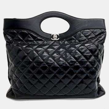 Pre Owned Chanel Black Leather 31 Shopping Bag Large