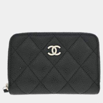 Pre Owned Chanel Black Calfskin Coin Purse Wallet