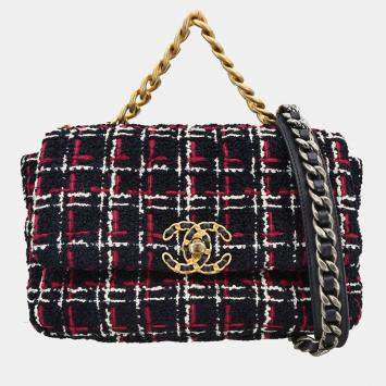 Pre Owned Chanel Navy Tweed Chanel 19 2way Handbag