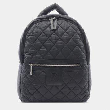 Pre Owned Chanel Black Quilted Nylon Coco Cocoon Backpack