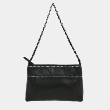 Pre Owned Chanel Black Lambskin Pouch Handbag