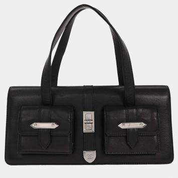 Pre Owned Chanel Black Calfskin Handbag