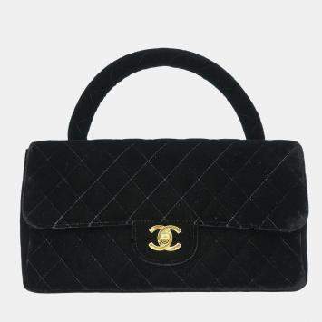 Pre Owned Chanel Black Velvet Handbag