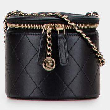 Pre Owned Chanel Quilted Lambskin Chain and Charm Vanity Case