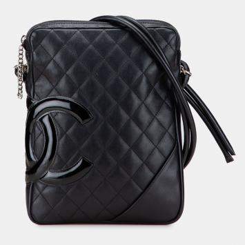 Pre Owned Chanel Black Lambskin Cambon Ligne Crossbody