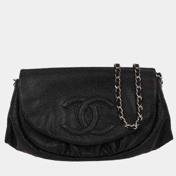 Pre Owned Chanel Black Calfskin Half-Moon WOC Wallet On Chain
