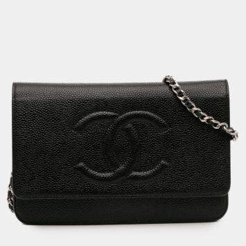 مملوكة مسبقًا Chanel Black CC Caviar Wallet On Chain