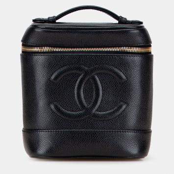 Pre Owned حقيبة شانيل سي سي كافيار سوداء للزينة