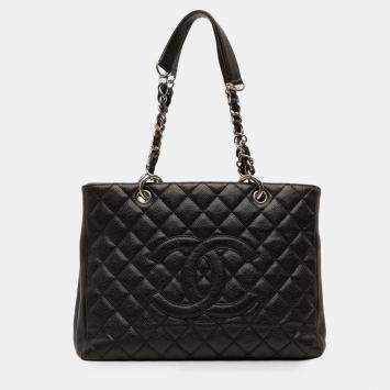 Pre Owned Chanel Black Caviar Grand Shopping Tote