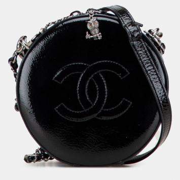 Pre Owned Chanel Black Patent Round As Earth Bag