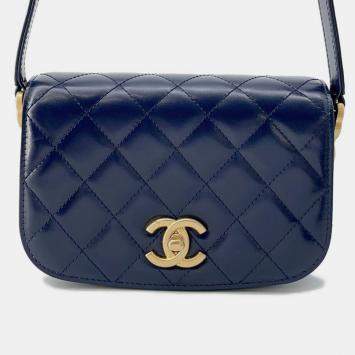Pre Owned Chanel Paris-Le19M My Sweet CC Flap Blue Leather Shoulder Bag
