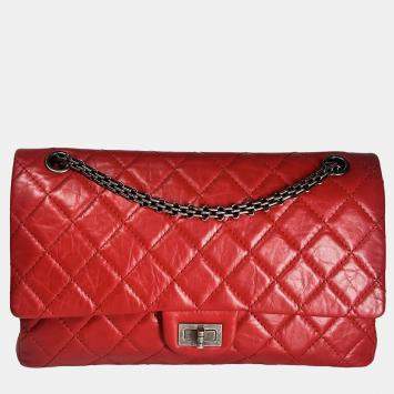 Pre Owned Chanel 2.55 Medium Red Double Flap Bag