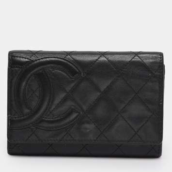 Pre Owned Chanel Black Quilted Leather Cambon Ligne Wallet